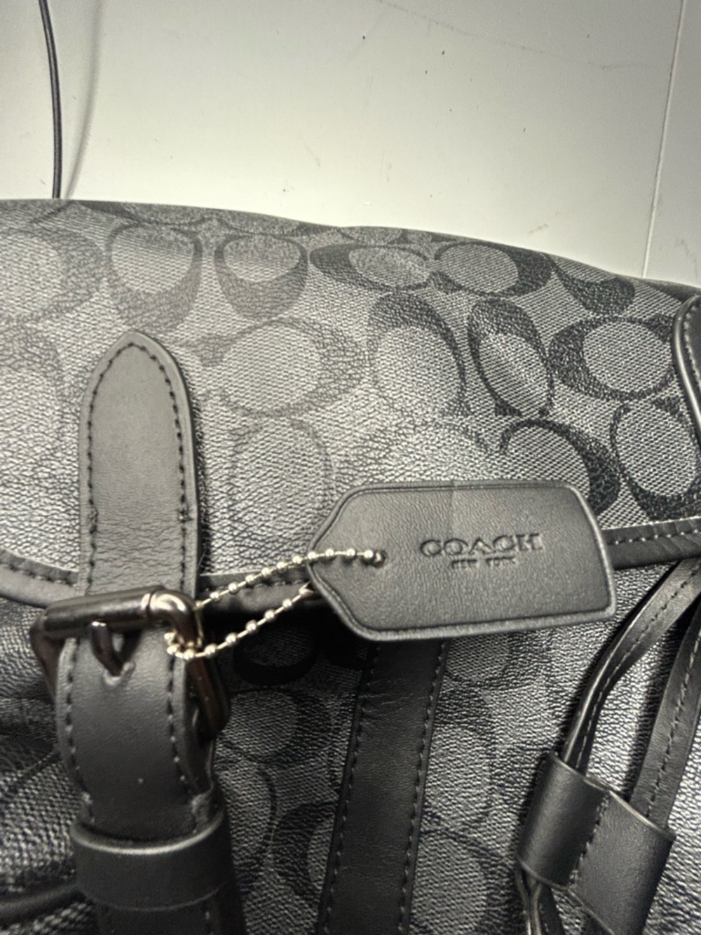 Coach Men's Hitch Backpack NWT Signature Canvas Black Charcoal Laptop Bag C2662 - Picture 4 of 7